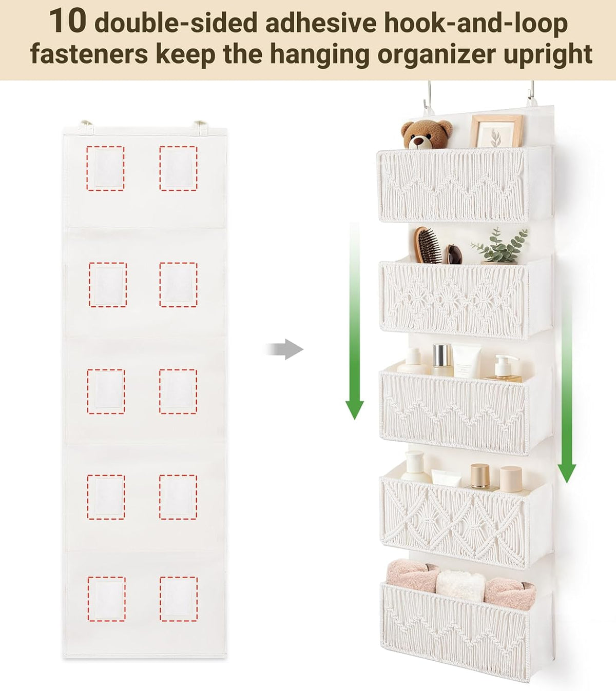 Over The Door Organizer Macrame Boho Hanging Back of Door Storage