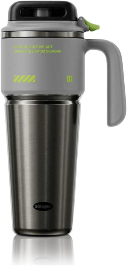 32 oz Insulated Tumbler with Push-button Lid and Handle, Black | 316L Stainless Steel, Leakproof Lid, Double-Wall Vacuum Insulation, Keeps Drinks Hot or Cold for Work, Travel & Daily Use