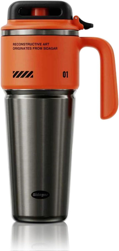 32 oz Insulated Tumbler with Push-button Lid and Handle, Black | 316L Stainless Steel, Leakproof Lid, Double-Wall Vacuum Insulation, Keeps Drinks Hot or Cold for Work, Travel & Daily Use