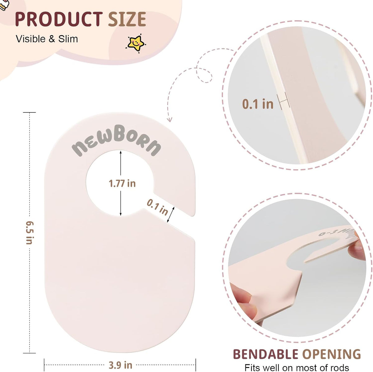 Double Sided Baby Closet Dividers for Newborn to 2T, Pink, 8 Pcs