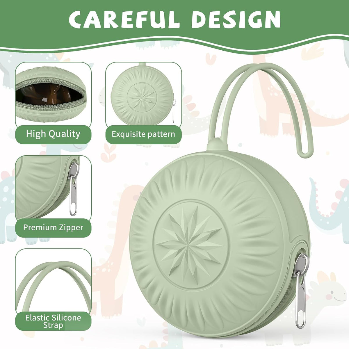 2 Pack Silicone Pacifier Holder, Portable Case for Diaper Bag
