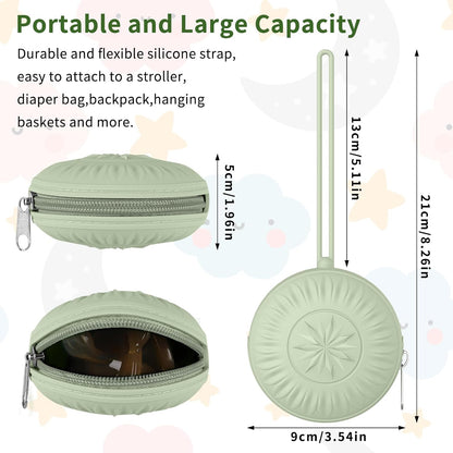 2 Pack Silicone Pacifier Holder, Portable Case for Diaper Bag