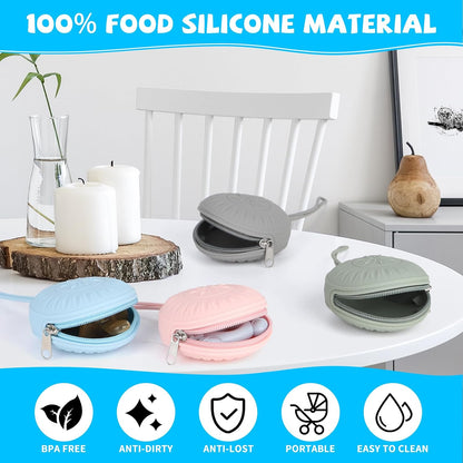 2 Pack Silicone Pacifier Holder, Portable Case for Diaper Bag