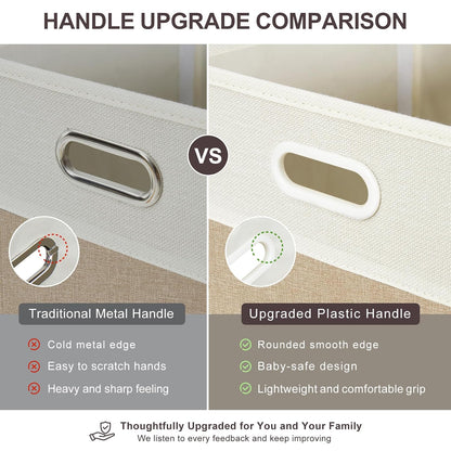 Large Toy Storage Box with Lid, Collapsible Toys Storage Organizer Bins with Dividers and Handles, Storage Chest Bin for Kids, Boys, Girls, Nursery 25"x13" x16" (Beige & White)