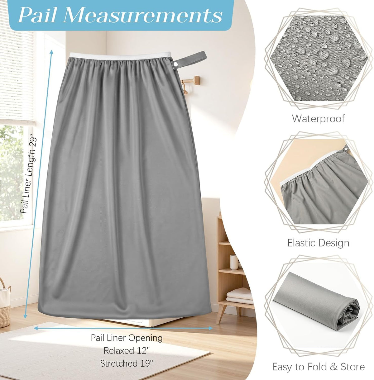 3 Pcs Reusable Diaper Pail Liner Wet Dry Bags,Classic Daily