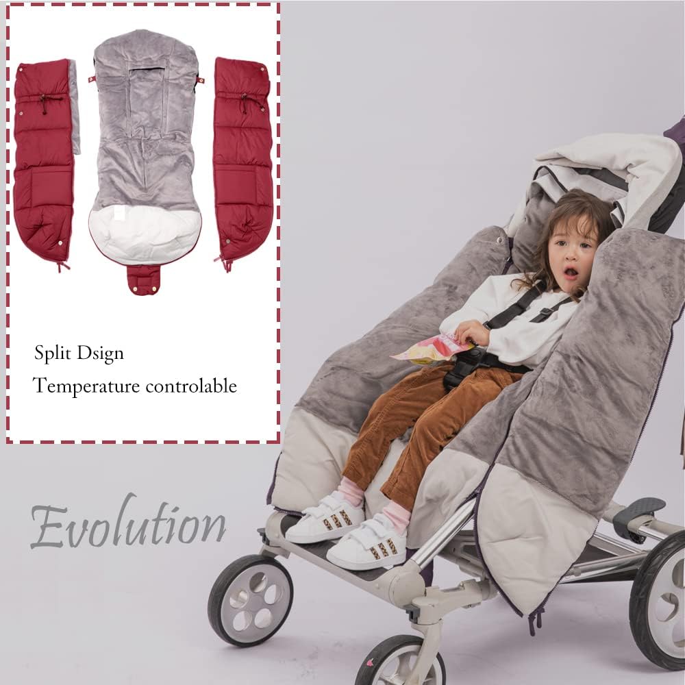 Stroller Footmuff - Universal Winter Thicken Bunting Sleeping Bag, Water Repellent Cover, Shearing Blanket, Fits All Pushchair/Pram/Car Seats with Warm Hand Gloves/Warmmuffs