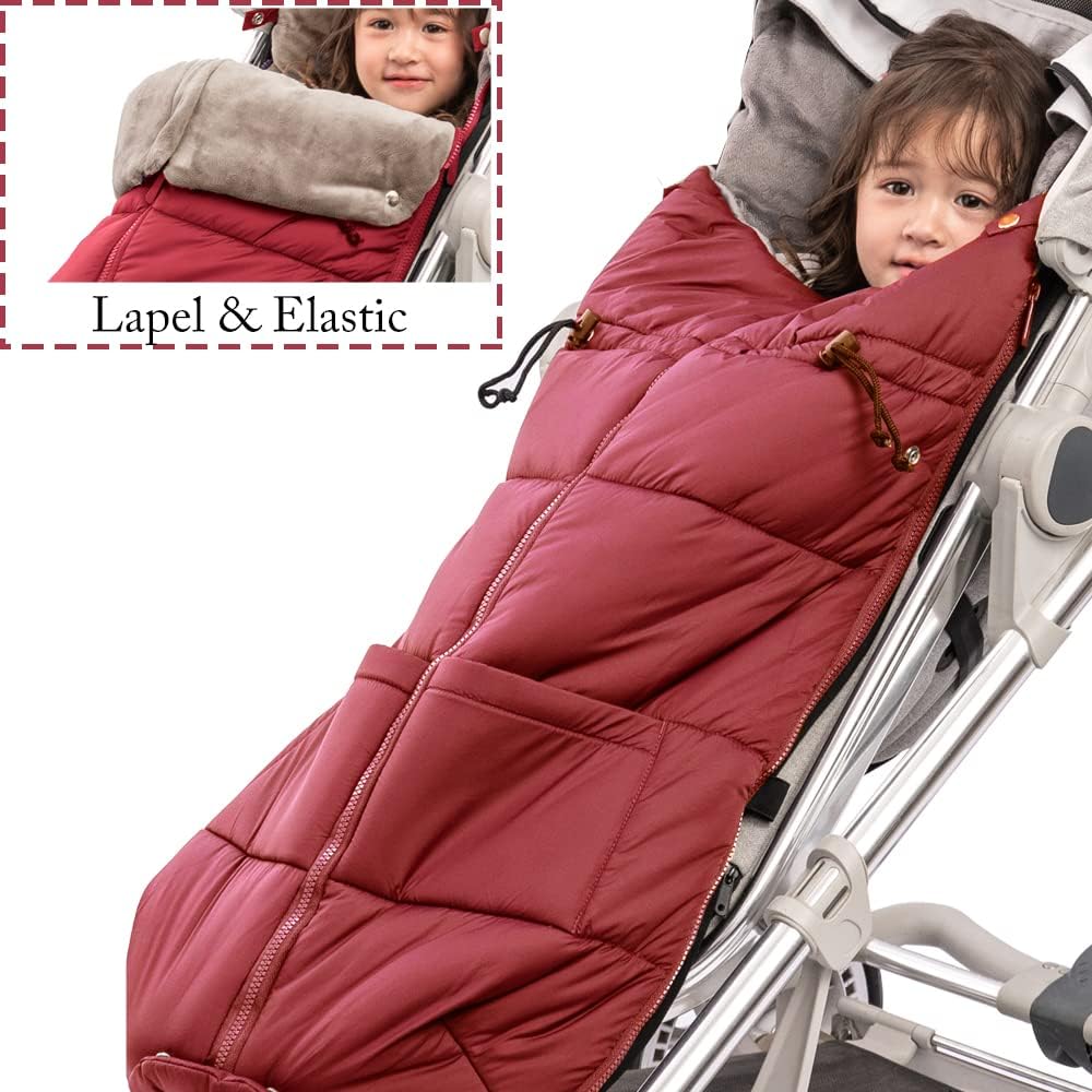 Stroller Footmuff - Universal Winter Thicken Bunting Sleeping Bag, Water Repellent Cover, Shearing Blanket, Fits All Pushchair/Pram/Car Seats with Warm Hand Gloves/Warmmuffs