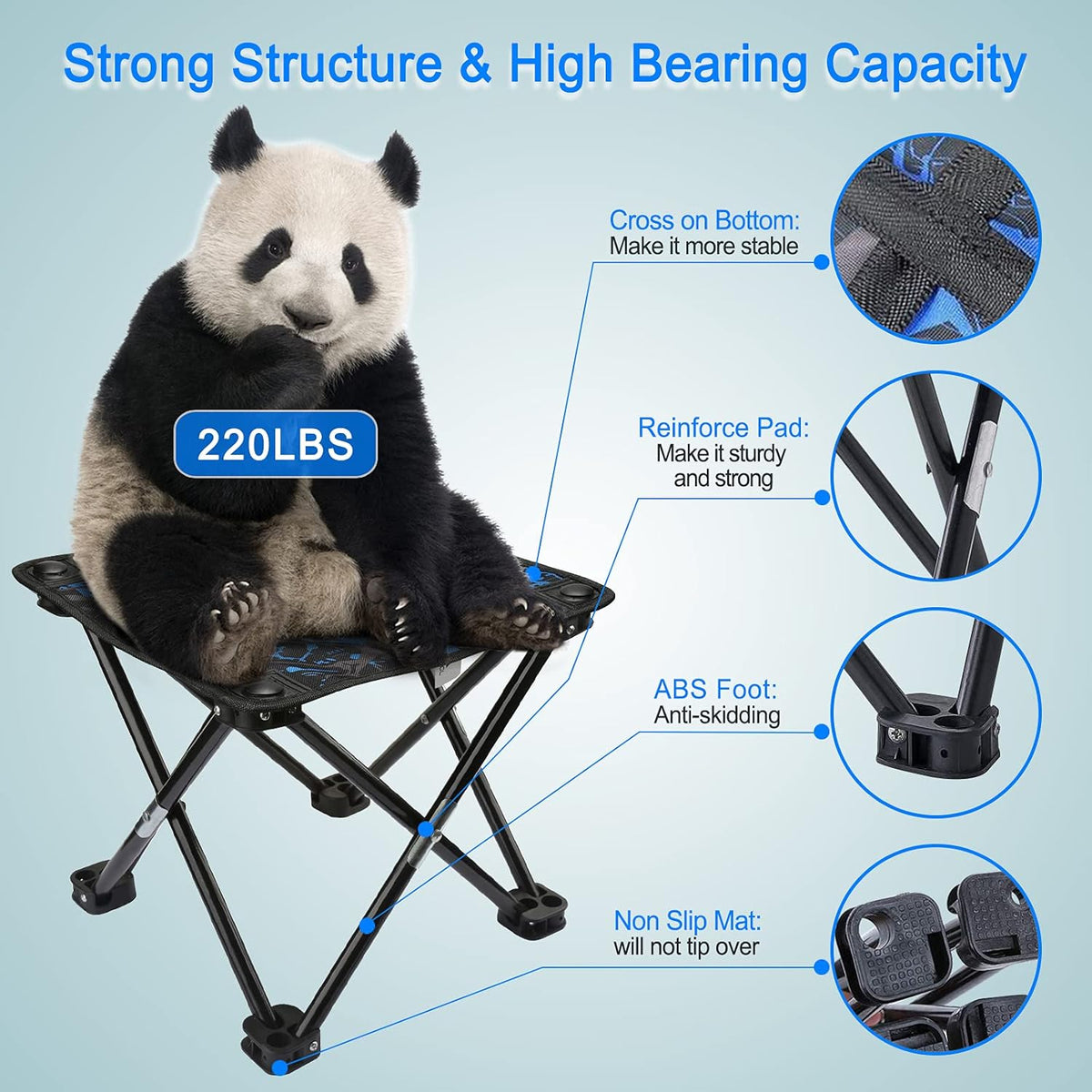 Folding Camping Stool Portable Chair for Fishing Hiking Camping and Beach