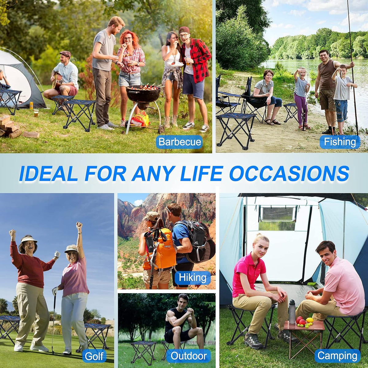 Folding Camping Stool Portable Chair for Fishing Hiking Camping and Beach