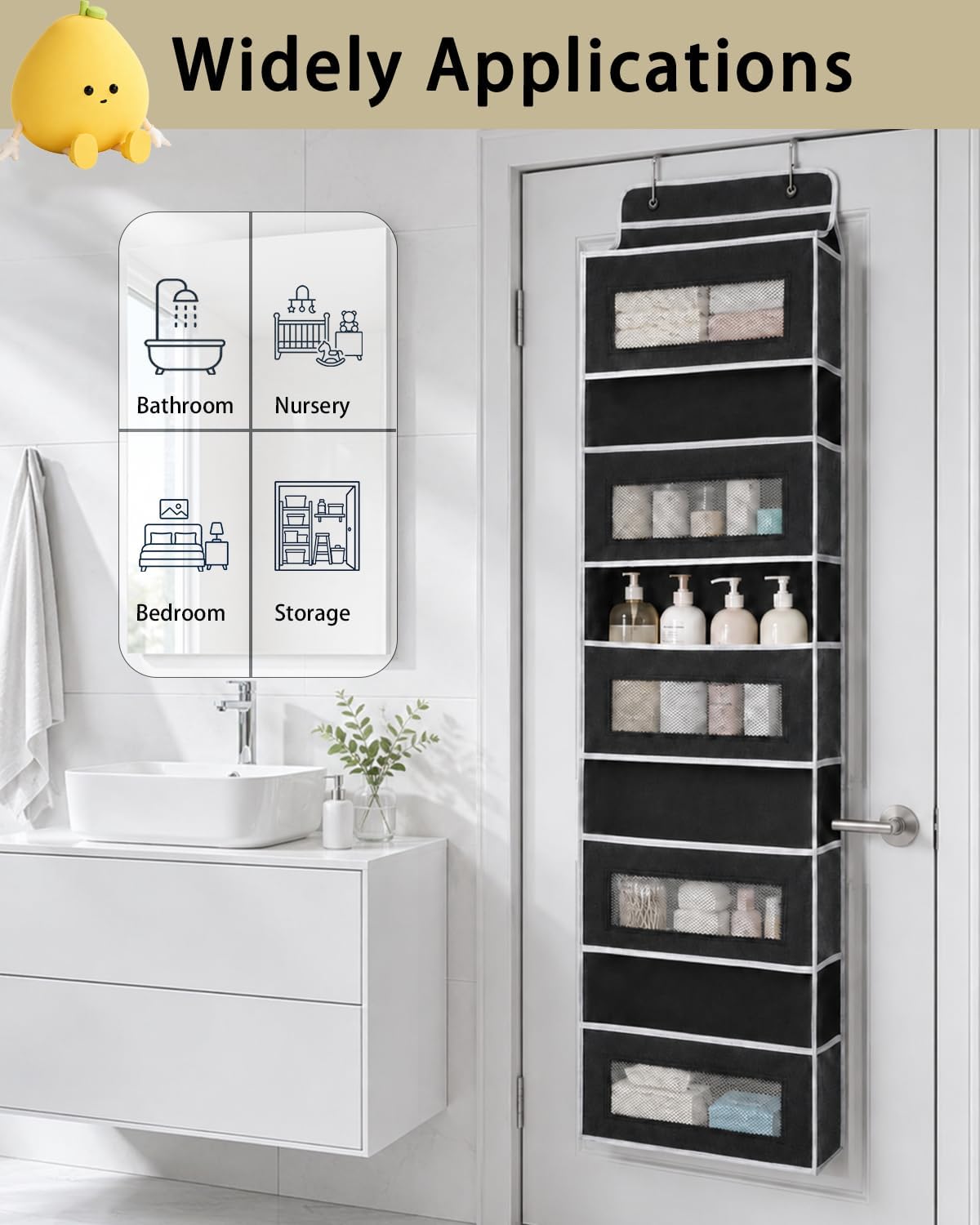 Over Door Organizer, 5 Tier Hanging Storage Rack, 44lb Heavy Duty