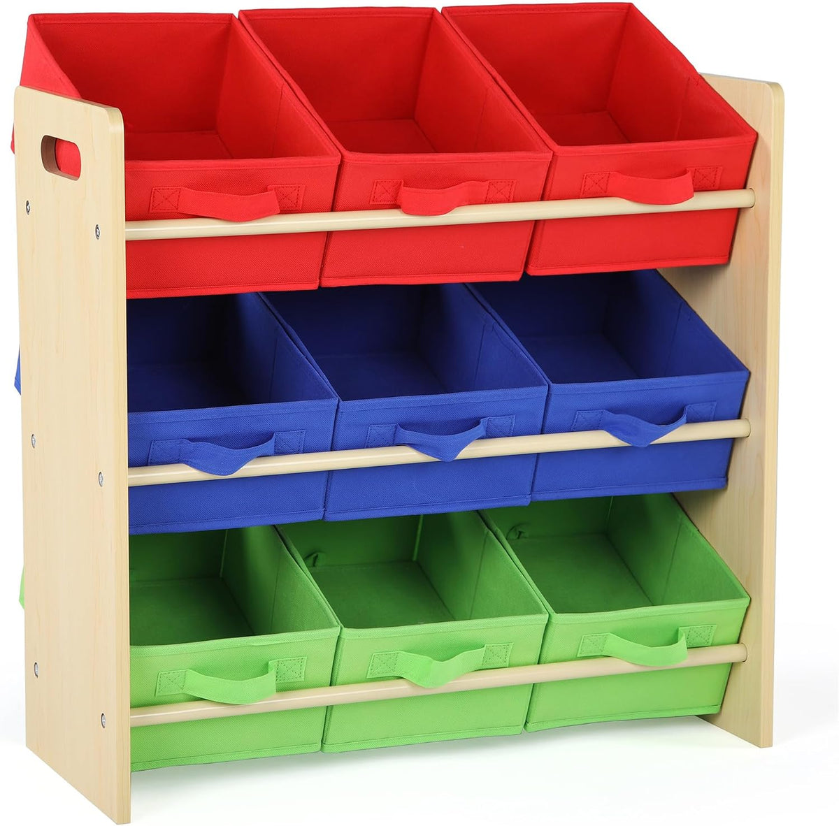 Kids Toy Organizer with 9 Fabric Bins, 3 Tier Storage Shelf