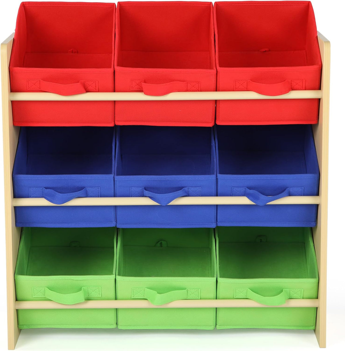 Kids Toy Organizer with 9 Fabric Bins, 3 Tier Storage Shelf