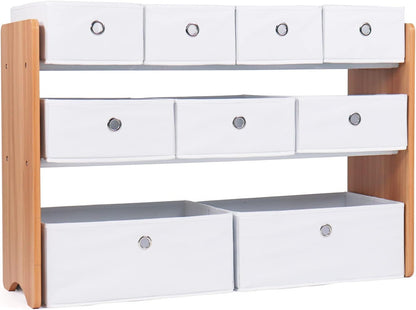 Kids Toy Organizer with 9 Fabric Bins, 3 Tier Storage Shelf