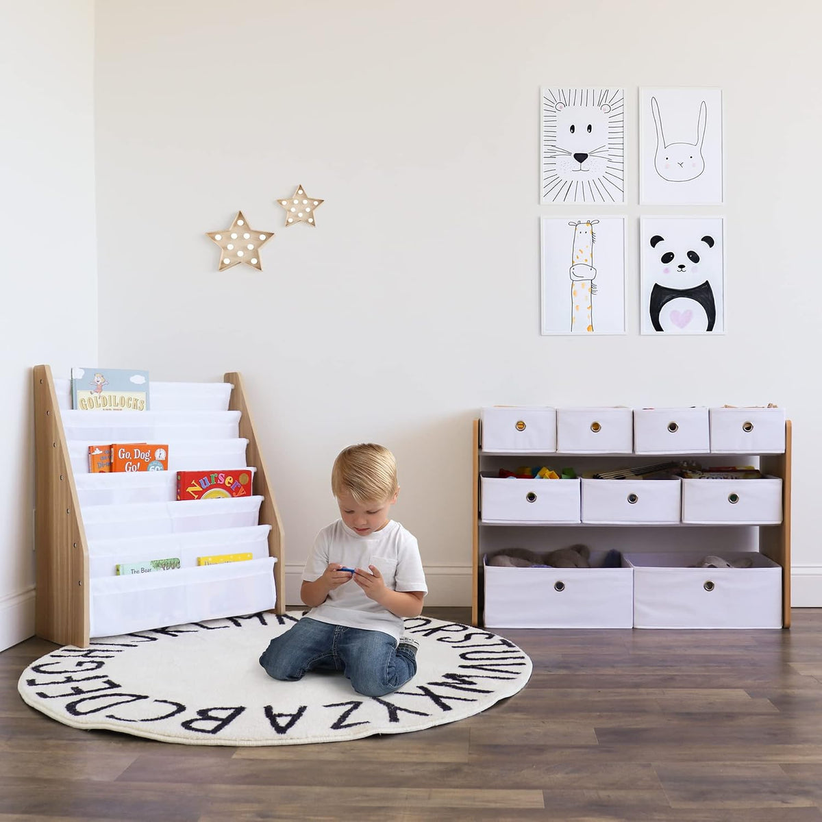 Kids Toy Organizer with 9 Fabric Bins, 3 Tier Storage Shelf