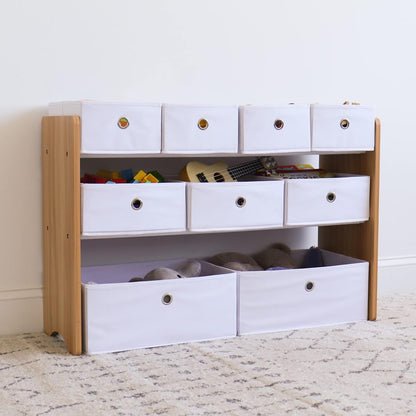 Kids Toy Organizer with 9 Fabric Bins, 3 Tier Storage Shelf