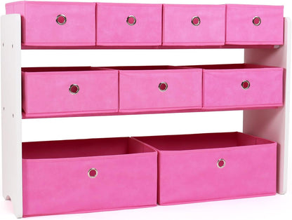 Kids Toy Organizer with 9 Fabric Bins, 3 Tier Storage Shelf