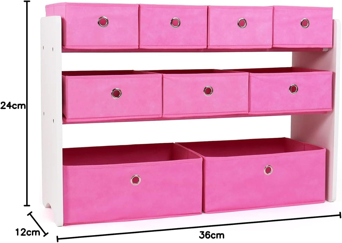 Kids Toy Organizer with 9 Fabric Bins, 3 Tier Storage Shelf