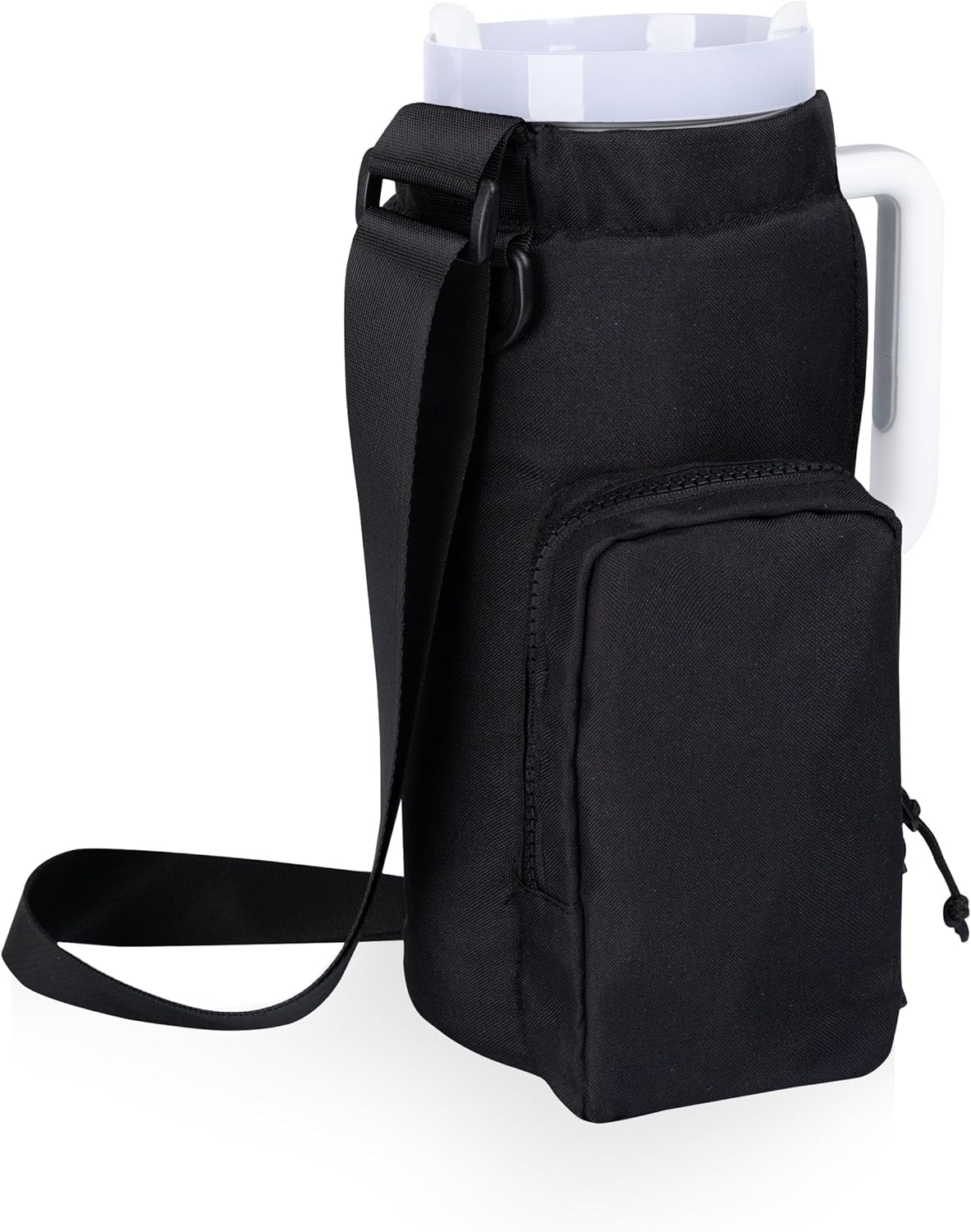 PICNIC TIME Eclipse Tumbler Tote with 40oz Stainless Travel Mug, Eco-Friendly Water Bottle Sling Bag, Crossbody Cup Holder with Phone Pocket & Strap, Recycled Fabric Drink Carrier & Tote (Gray)