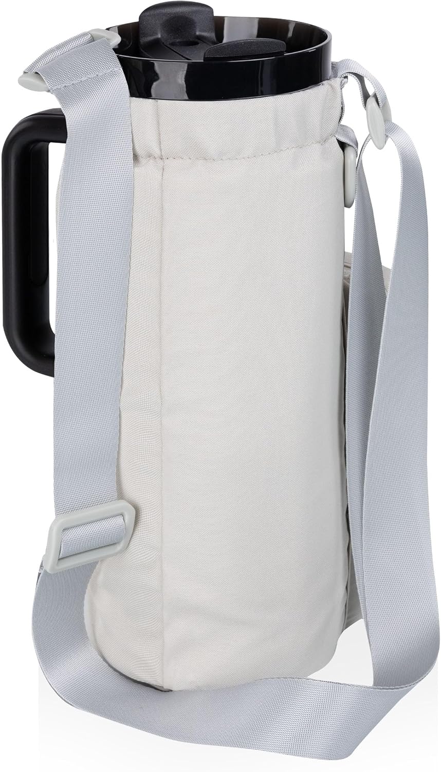 PICNIC TIME Eclipse Tumbler Tote with 40oz Stainless Travel Mug, Eco-Friendly Water Bottle Sling Bag, Crossbody Cup Holder with Phone Pocket & Strap, Recycled Fabric Drink Carrier & Tote (Gray)