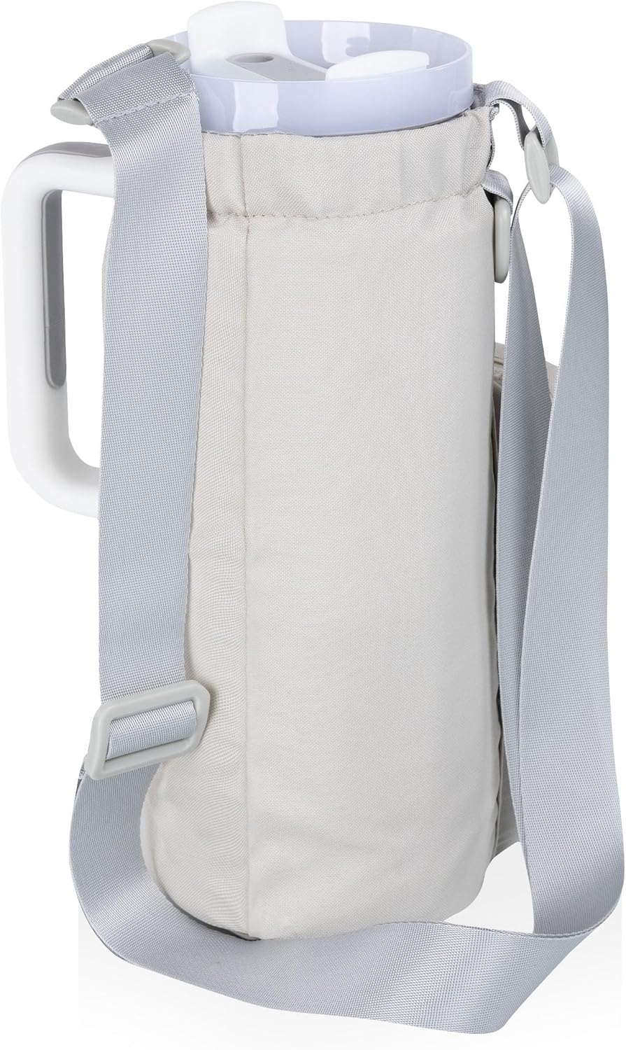 PICNIC TIME Eclipse Tumbler Tote with 40oz Stainless Travel Mug, Eco-Friendly Water Bottle Sling Bag, Crossbody Cup Holder with Phone Pocket & Strap, Recycled Fabric Drink Carrier & Tote (Gray)
