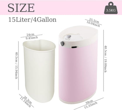 Diaper Pail, Baby Diaper Trash Can, Pink Garbage Pail with Lid