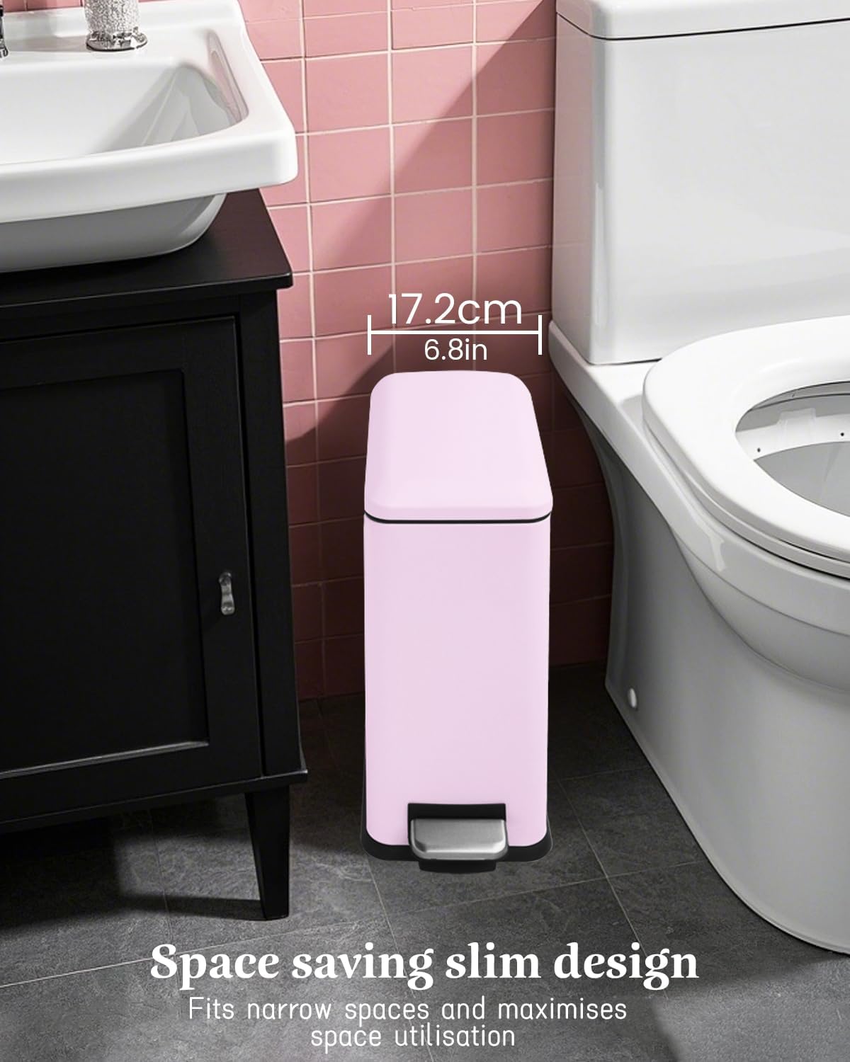 Diaper Pail, Baby Diaper Trash Can, Pink Garbage Pail with Lid