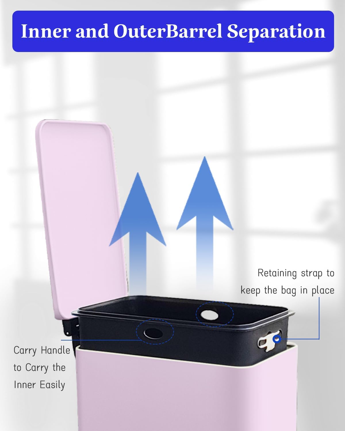 Diaper Pail, Baby Diaper Trash Can, Pink Garbage Pail with Lid