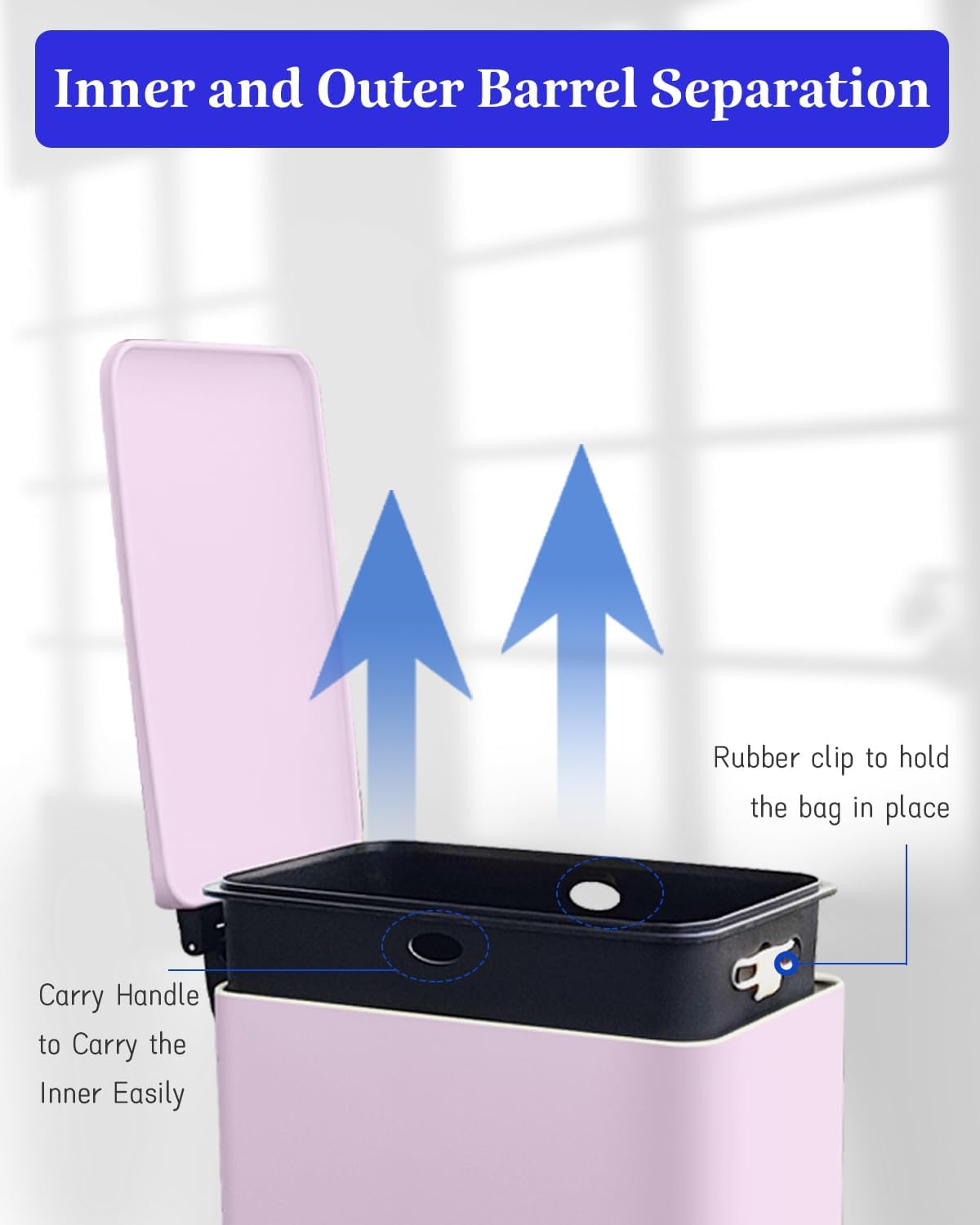 Diaper Pail, Baby Diaper Trash Can, Pink Garbage Pail with Lid