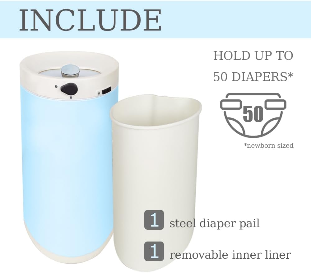 Diaper Pail, Baby Diaper Trash Can, Pink Garbage Pail with Lid