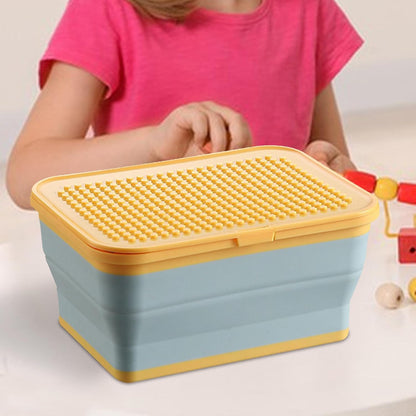 Toy Box Storage - Silicone Large Capacity Foldable Organizer - Kids Room Toy Storage Bin with Lid - for Living Room Playroom Nursery Bedroom Stuffed Animal Puzzle Fabric Blanket