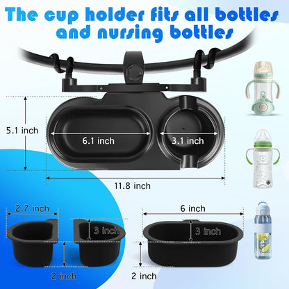 Snack Tray for Stroller, 3-in-1 Universal Stroller Snack Tray, Cup Holder & Dual Compartments - Detachable Tray Attachment for Baby & Toddler - Fits Most Strollers, BPA-Free