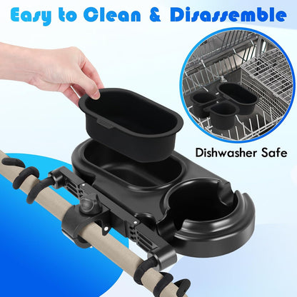 Snack Tray for Stroller, 3-in-1 Universal Stroller Snack Tray, Cup Holder & Dual Compartments - Detachable Tray Attachment for Baby & Toddler - Fits Most Strollers, BPA-Free