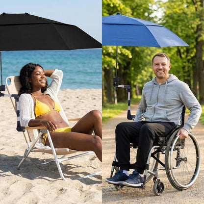 Stroller Umbrella Attachment,Umbrellas Connector Clip to Handlebar,Holder for Stroller,360 Degree Adjustable Universal Clamp for Golf Cart,Wheelchair, Beach Chair,Fishing, Beach Camping Gear