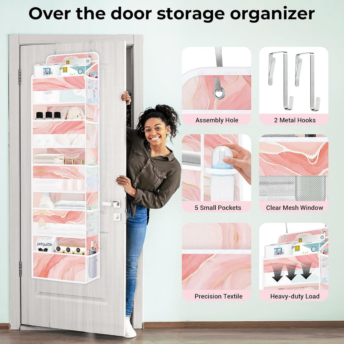 Marble Over the Door Organizer Diaper Toy Nursery Hanging Shelf
