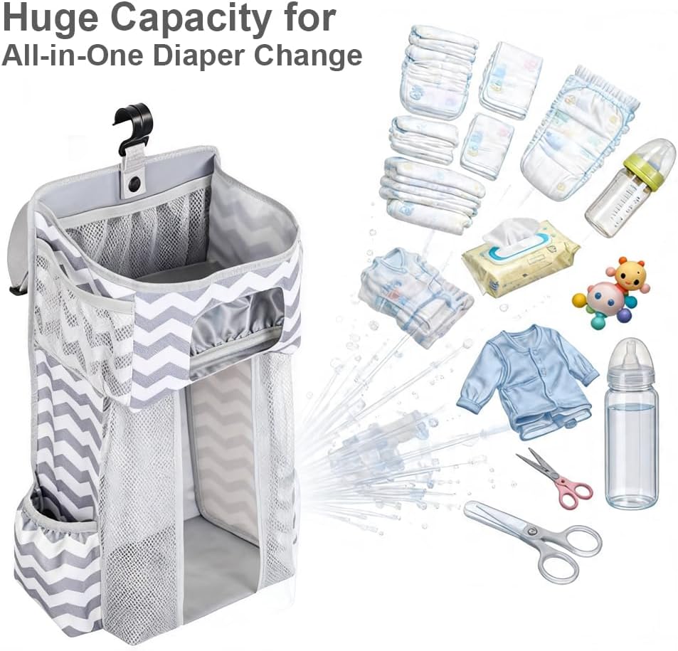 Diaper Organizer for Changing Table - Hanging Diaper Caddy - Crib Organizer