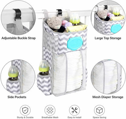 Diaper Organizer for Changing Table - Hanging Diaper Caddy - Crib Organizer