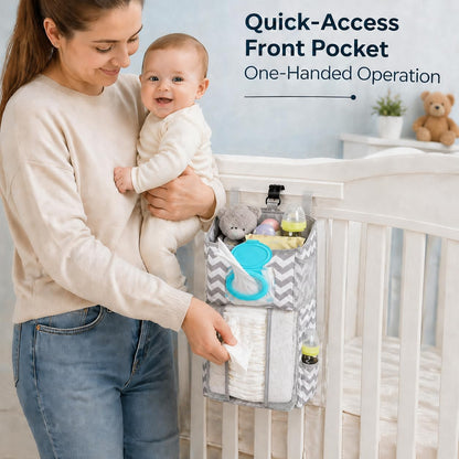 Diaper Organizer for Changing Table - Hanging Diaper Caddy - Crib Organizer