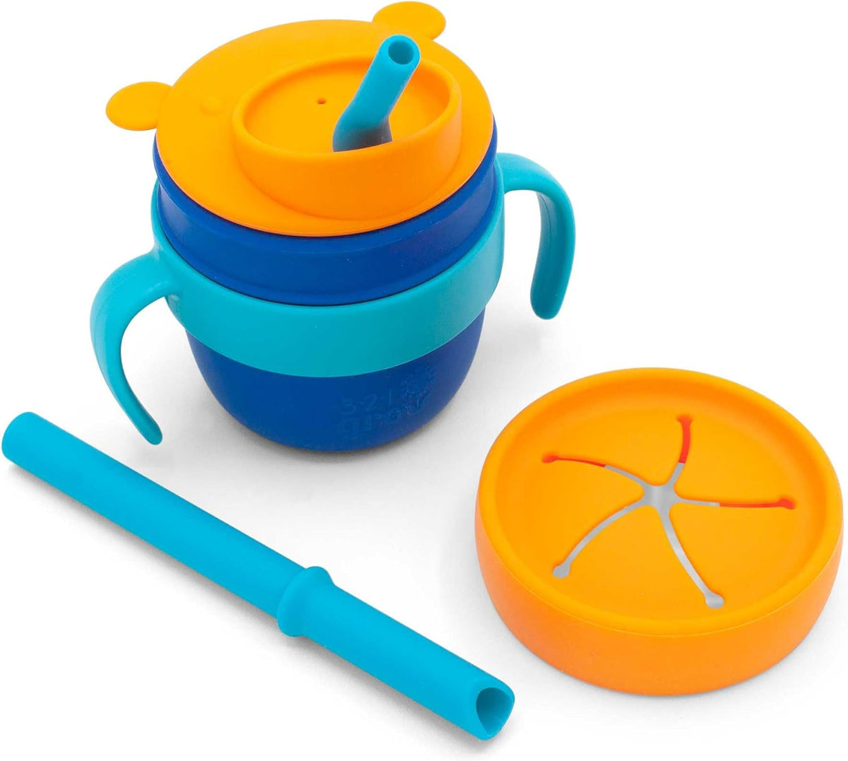 Easy Learn Drink and Snack Set – Baby + Toddler Silicone Learning Cup & Snack Set, Training Cup for Straw and Open Cup Independence – Dishwasher Safe (Grape)