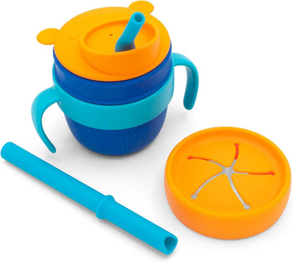 Easy Learn Drink and Snack Set – Baby + Toddler Silicone Learning Cup & Snack Set, Training Cup for Straw and Open Cup Independence – Dishwasher Safe (Grape)
