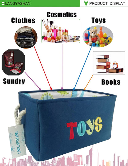 Rectangular Thick Storage Bin Organizer for Closet Kitchen Office Navy Toys