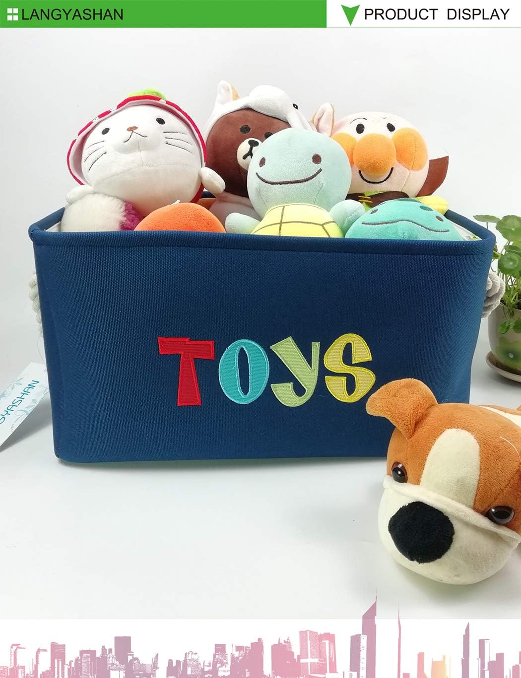 Rectangular Thick Storage Bin Organizer for Closet Kitchen Office Navy Toys