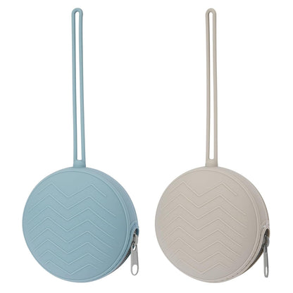 2 Pack Silicone Pacifier Holder Case, Ether/Light Grey