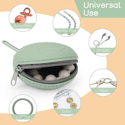 2 Pack Silicone Pacifier Holder Case, Ether/Light Grey
