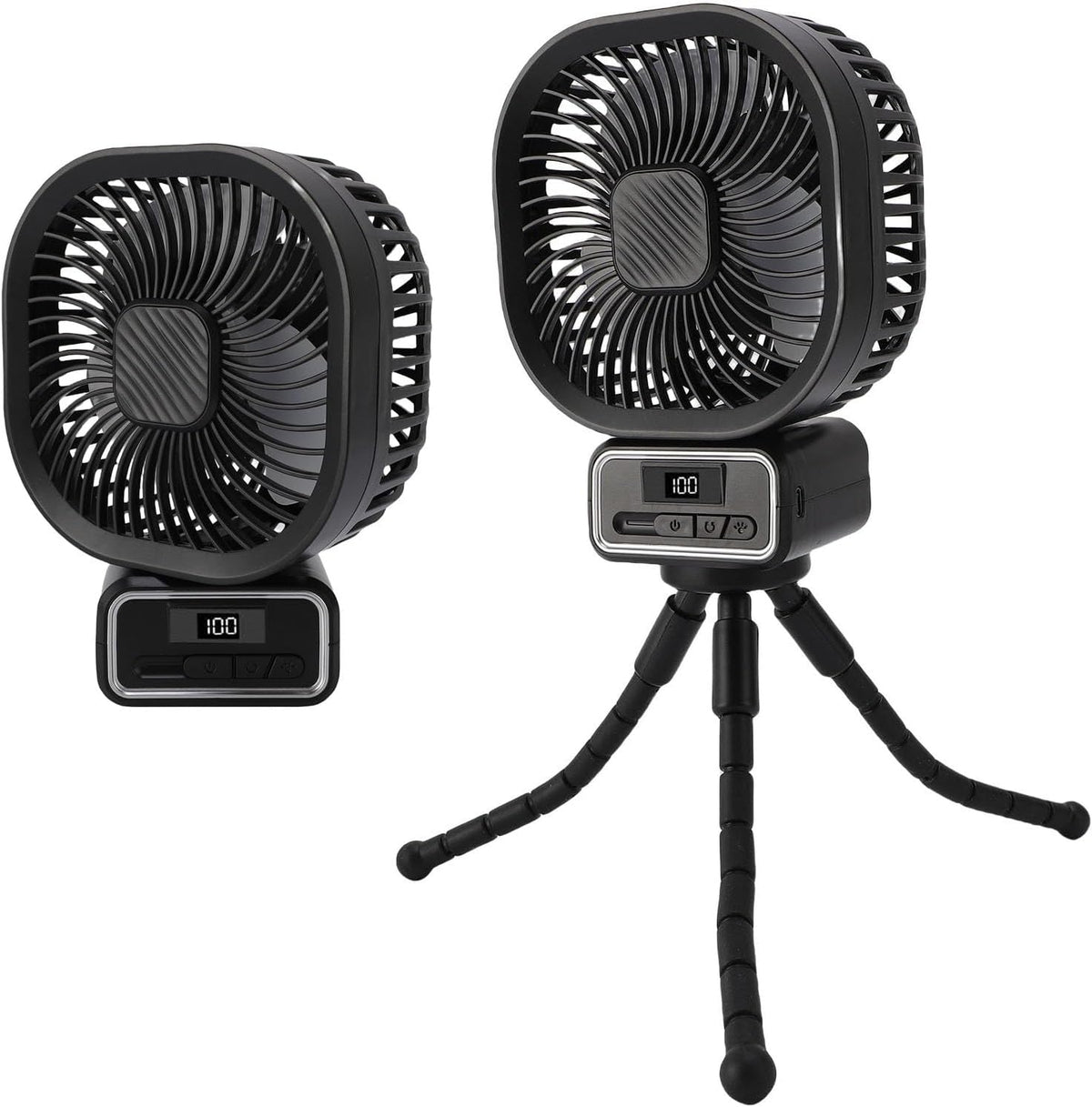 Stroller Fan, Auto Oscillating Portable Fan with Detachable Flexible Tripod, 3 Wind Speed Cooling, Night Light Clip On for Stroller Bike Desk