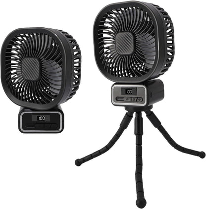 Stroller Fan, Auto Oscillating Portable Fan with Detachable Flexible Tripod, 3 Wind Speed Cooling, Night Light Clip On for Stroller Bike Desk