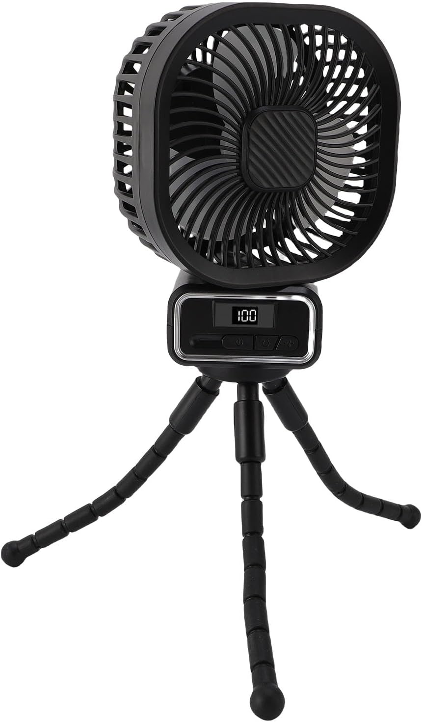 Stroller Fan, Auto Oscillating Portable Fan with Detachable Flexible Tripod, 3 Wind Speed Cooling, Night Light Clip On for Stroller Bike Desk