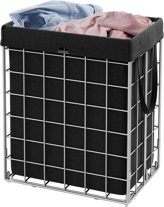 Laundry Basket, Foldable Laundry Hamper, Clothes Hamper, Removable Liner with Handles, for Bedroom, Bathroom, 23.8 Gal. (90 L), White