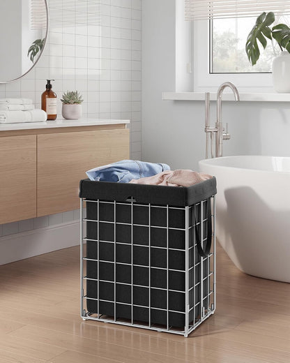 Laundry Basket, Foldable Laundry Hamper, Clothes Hamper, Removable Liner with Handles, for Bedroom, Bathroom, 23.8 Gal. (90 L), White