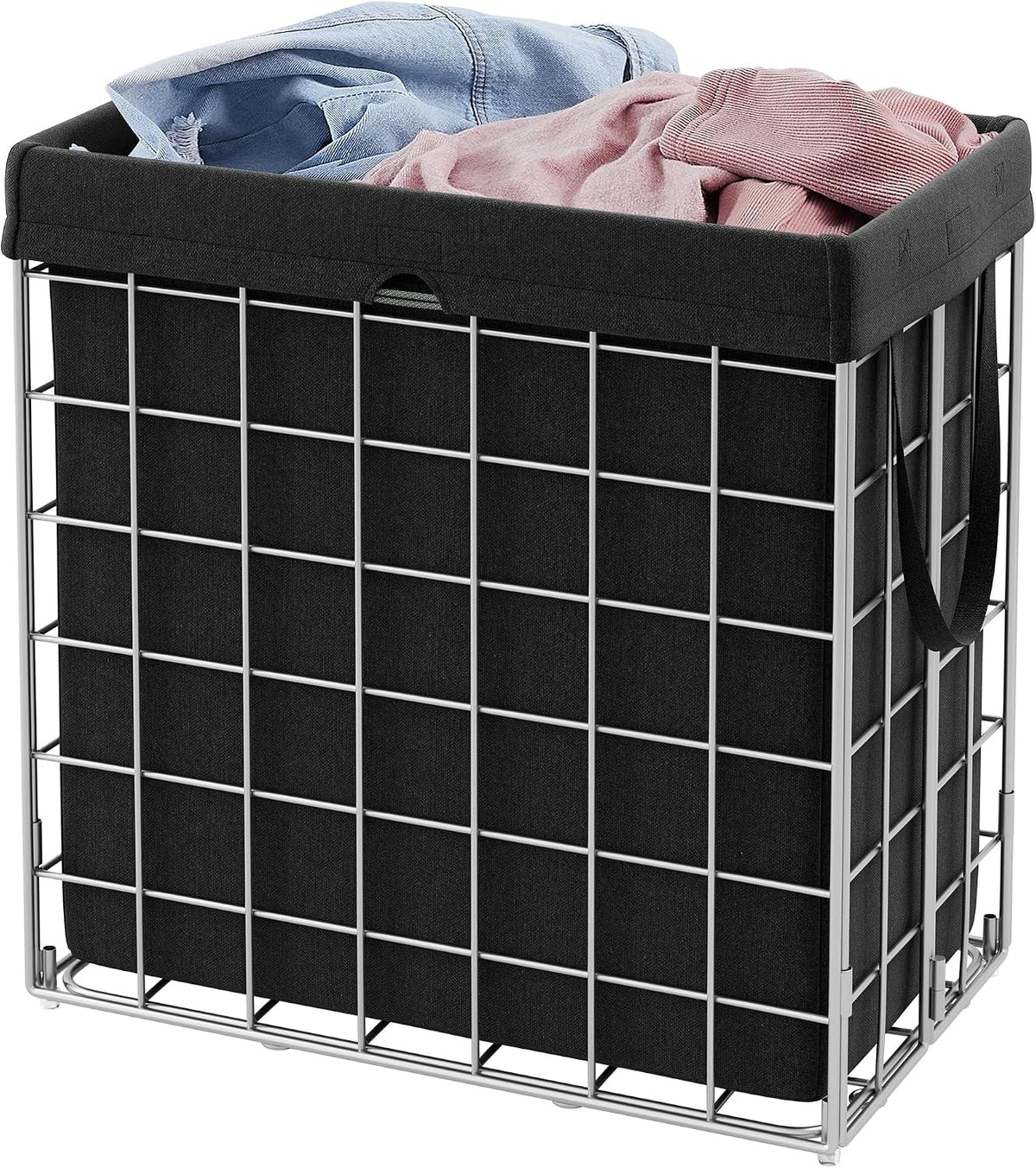 Laundry Basket, Foldable Laundry Hamper, Clothes Hamper, Removable Liner with Handles, for Bedroom, Bathroom, 23.8 Gal. (90 L), White