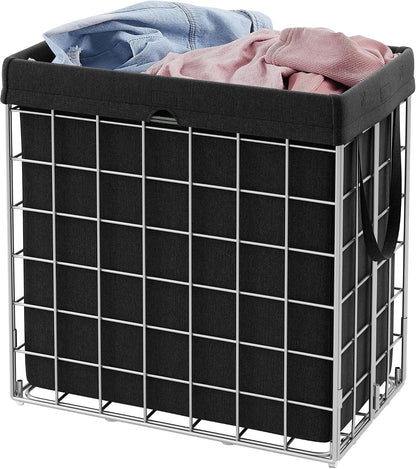 Laundry Basket, Foldable Laundry Hamper, Clothes Hamper, Removable Liner with Handles, for Bedroom, Bathroom, 23.8 Gal. (90 L), White